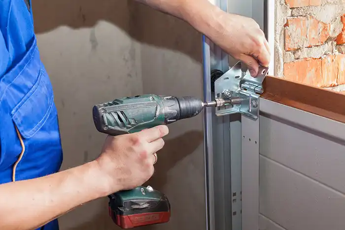 Man doing garage door repair